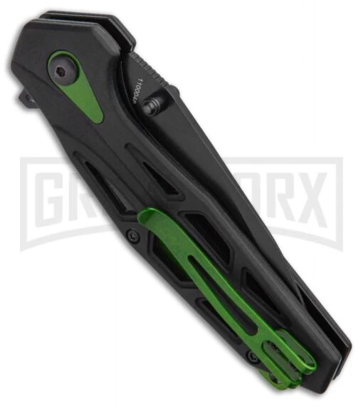 Schrade SCH U.G. Green/Black Folding Knife - Black Plain 1100044 -AKC Knife Shop Schrade SCH U.G. Liner Lock Knife Green Black Black BHQ 93632 kp side large