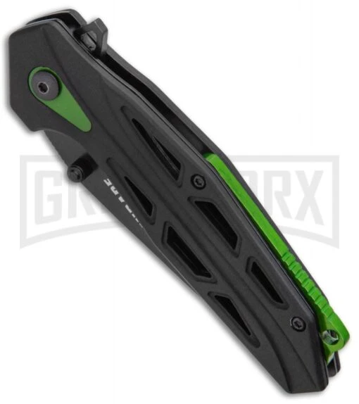 Schrade SCH U.G. Green/Black Folding Knife - Black Plain 1100044 -AKC Knife Shop Schrade SCH U.G. Liner Lock Knife Green Black Black BHQ 93632 kp spine large