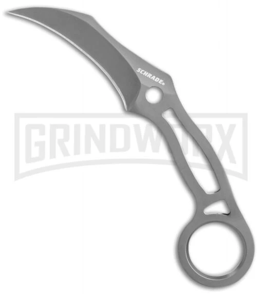 Schrade Karambit Fixed Blade Neck Knife - Gray Plain -AKC Knife Shop Schrade SCH111 karambit neck knife gray BHQ 61893 er large