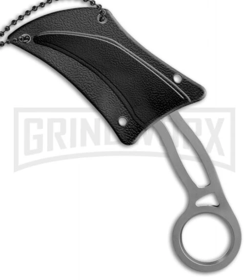 Schrade Karambit Fixed Blade Neck Knife - Gray Plain -AKC Knife Shop Schrade SCH111 karambit neck knife gray BHQ 61893 er sheath large