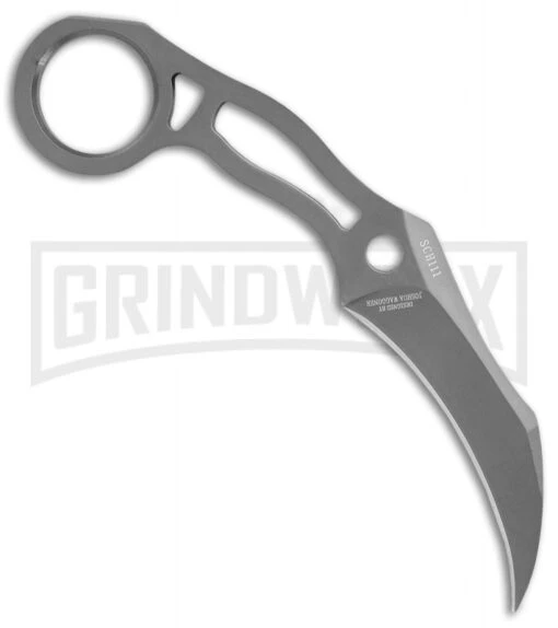 Schrade Karambit Fixed Blade Neck Knife - Gray Plain -AKC Knife Shop Schrade SCH111 karambit neck knife gray BHQ 61893 er side large