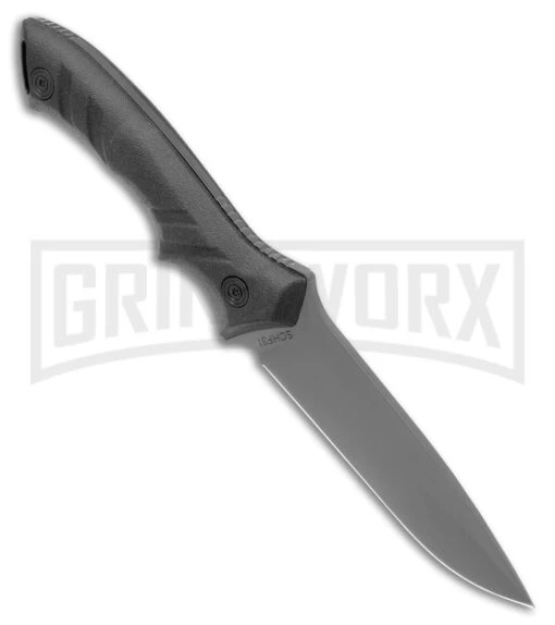 Schrade SCHF31 Fixed Blade Knife - Gray Plain -AKC Knife Shop Schrade SCHF31 DP Fixed Blade Black TPE Gray BHQ 28765 jr spine large