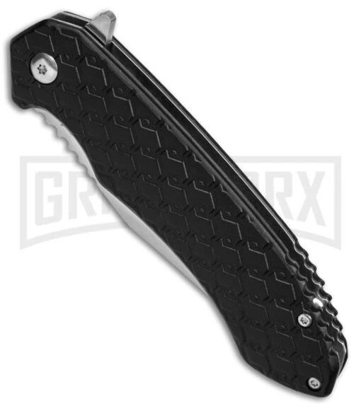 Schrade Scramble Black Aluminum Liner Lock Knife - Satin Plain -AKC Knife Shop Schrade Scramble LLK Black Aluminum 3in Satin BHQ 140097 td spine large