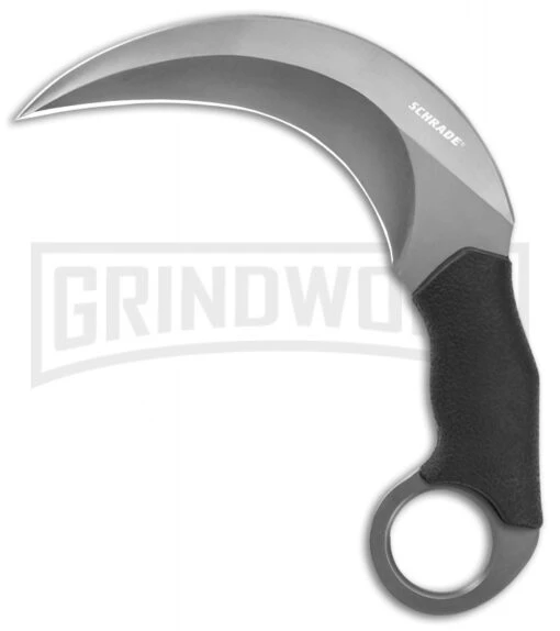 Schrade Shasta Mc'Nasty Fixed Blade Karambit Knife - Gray Plain -AKC Knife Shop Schrade Shasta McNasty karambit gray BHQ 61894 jr large