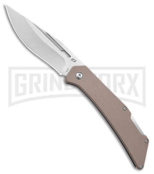 Schrade Slingshot Tan G-10 Lockback Knife - Satin Plain -AKC Knife Shop Schrade Slingshot LB Tan G 10 Satin BHQ 140098 jr 2 large