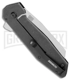 Schrade Slyte Frame Lock Knife Black Stainless Steel - Satin Plain -AKC Knife Shop Schrade Slyte FL Black SS Satin BHQ 140060 jr side large