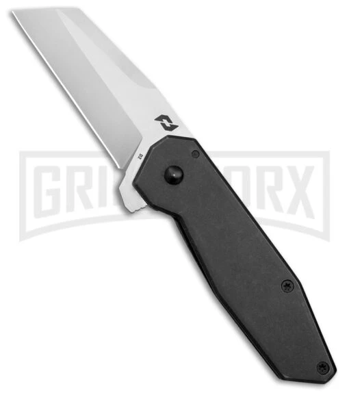 Schrade Slyte Black Stainless Steel Compact Frame Lock Knife - Satin Plain -AKC Knife Shop Schrade Styte Compact FL Black SS Satin BHQ 140061 jr large