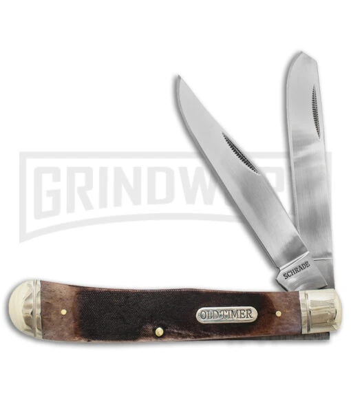 Schrade 950TB Old Timer Trapper Pocket Knife - Mirror Plain -AKC Knife Shop Schrade Trapper Satin BHQ 61990 jr large