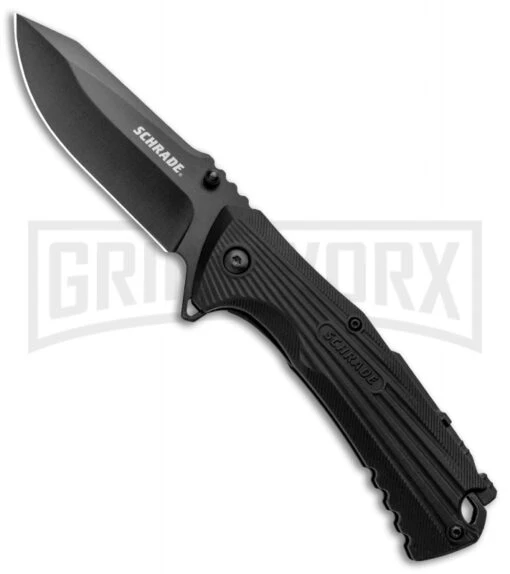 Schrade U.G. Black Folding Knife W/ Firestarter - Black -AKC Knife Shop Schrade U.G. LL Black Firestarter Black 1100046 BHQ 93631 jr large