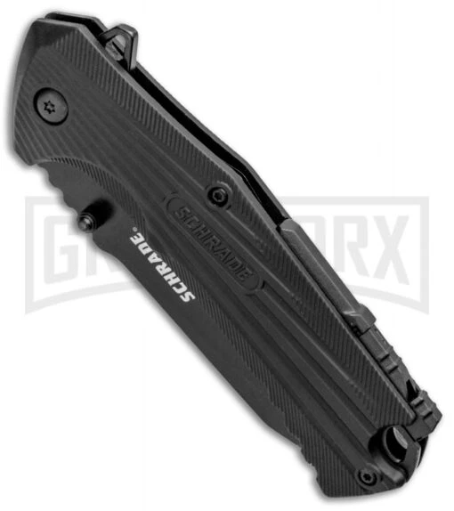 Schrade U.G. Black Folding Knife W/ Firestarter - Black -AKC Knife Shop Schrade U.G. LL Black Firestarter Black 1100046 BHQ 93631 jr spine large