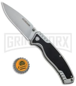 Schrade Ultra Glide Black G-10 Folding Knife - Stonewash Plain -AKC Knife Shop Schrade Ultra Glide Black G 10 SW SCH305CP BHQ 67484 jr bottlecap large