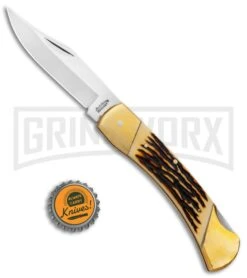 Schrade Uncle Henry Papa Bear Brown Staglon Pocket Knife -AKC Knife Shop Schrade Uncle Henry Papa Bear Traditional Brown Staglon SCHLB8 BHQ 62058 jr bottlecap large