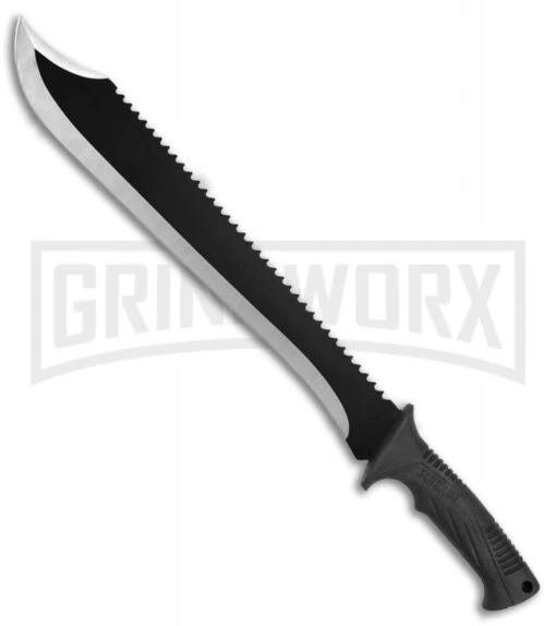 Schrade SCMACH2CP Clip Point Machete Sawback - Black Plain -AKC Knife Shop Schrade clip point machete sawback black SCMACH2CP BHQ 62067 er large