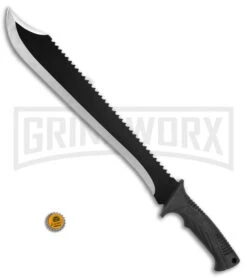 Schrade SCMACH2CP Clip Point Machete Sawback - Black Plain -AKC Knife Shop Schrade clip point machete sawback black SCMACH2CP BHQ 62067 er size large