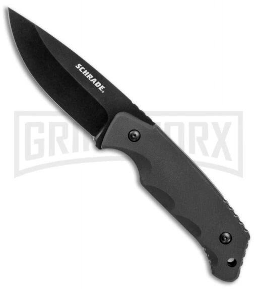 Schrade SCHF49 Black TPE Full Tang Fixed Blade - Black Plain -AKC Knife Shop Schrade full tang black TPE black SCHF49 BHQ 62030 er large