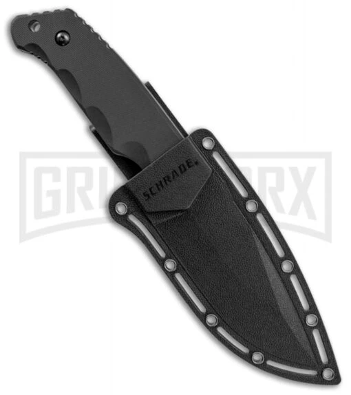 Schrade SCHF49 Black TPE Full Tang Fixed Blade - Black Plain -AKC Knife Shop Schrade full tang black TPE black SCHF49 BHQ 62030 er side large