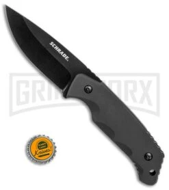 Schrade SCHF49 Black TPE Full Tang Fixed Blade - Black Plain -AKC Knife Shop Schrade full tang black TPE black SCHF49 BHQ 62030 er size large