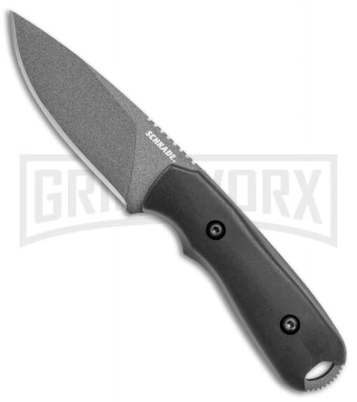 Schrade Mini Frontier Black Grivory Fixed Blade Knife - Black Plain -AKC Knife Shop Schrade mini frontier black grivory black BHQ 62036 er large