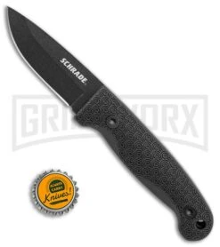 Schrade Small Frontier Black TPE Fixed Blade Knife - Black Plain -AKC Knife Shop Schrade small frontier full tang black TPE black SCHF56 BHQ 62037 er size large