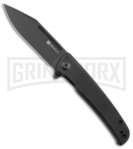 SENCUT Brazoria Black G-10 Liner Lock Knife - Black SW Plain -AKC Knife Shop Sencut Brazoria LL Black G 10 Black SW BHQ 164929 jr large