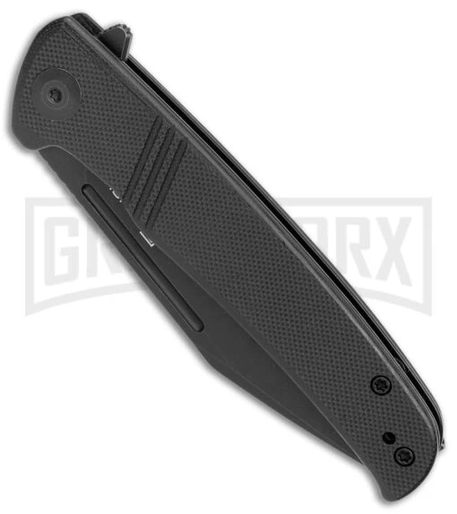 SENCUT Brazoria Black G-10 Liner Lock Knife - Black SW Plain -AKC Knife Shop Sencut Brazoria LL Black G 10 Black SW BHQ 164929 jr spine large