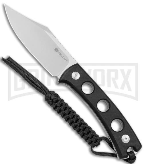 SENCUT Waxahachie Black G-10 Fixed Blade Knife - Satin Plain -AKC Knife Shop Sencut Waxahachie Fixed Blade Black G 10 Satin BHQ 164926 jr 2 large