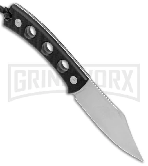 SENCUT Waxahachie Black G-10 Fixed Blade Knife - Satin Plain -AKC Knife Shop Sencut Waxahachie Fixed Blade Black G 10 Satin BHQ 164926 jr spine large