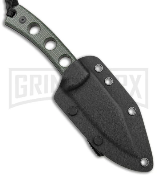 SENCUT Waxahachie Dark Green Micarta Fixed Blade Knife - Black SW -AKC Knife Shop Sencut Waxahachie Fixed Blade Dark Green Micarta Black SW BHQ 164928 jr sheath large