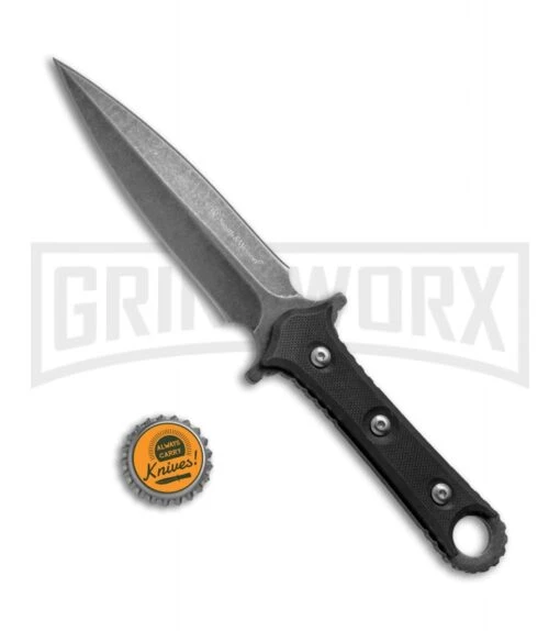 Smith & Wesson Black SWF606 Double-Edged Boot Knife - Black Stonewash Plain -AKC Knife Shop Smith Wesson DE Boot Knife Black G 10 Black SW SWF606 BHQ 67517 jr bottlecap large