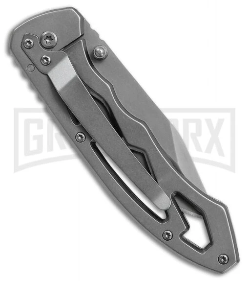 Smith & Wesson CK400LTS Gray Frame Lock Folding Knife - Gray Plain -AKC Knife Shop Smith Wesson FL Gray SS Gray CK400LTS BHQ 62930 jr side large