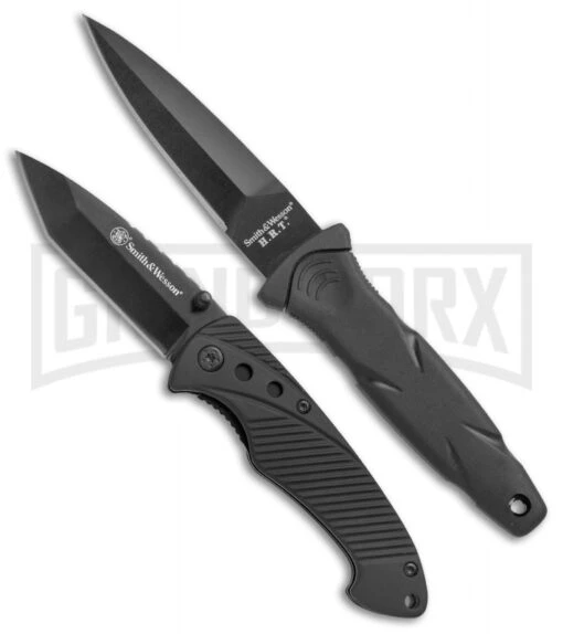 Smith & Wesson Fixed Blade/Folding Knife Gift Pack - Black -AKC Knife Shop Smith Wesson Fixed Fold Set SWPROM 16 6CP BHQ 49199 jr large