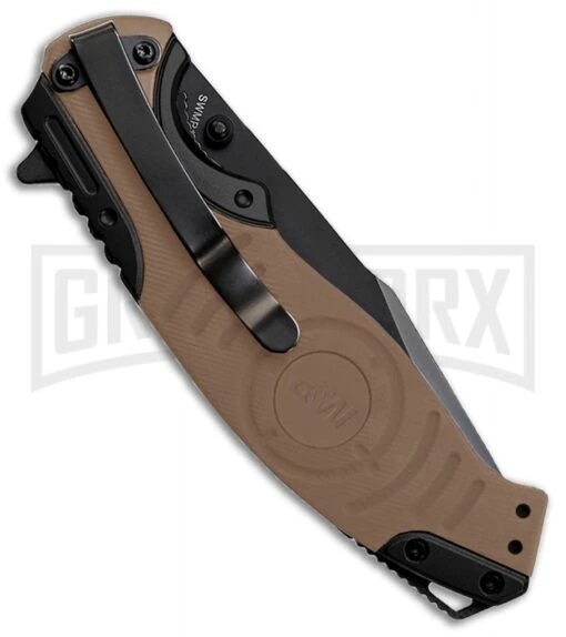 Smith & Wesson M&P Liner Lock Knife Tan/Black SWMP13GLS - Black Serr -AKC Knife Shop Smith Wesson MP tan black black serr SWMP13GLS BHQ 68962 er side large