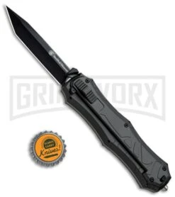 Smith & Wesson Spring Assisted Finger Actuator Tanto OTF Knife - Black Plain -AKC Knife Shop Smith Wesson OTF Assist Finger Actuator Tanto Black SWOTF9TB BHQ 67477 jr bottlecap large