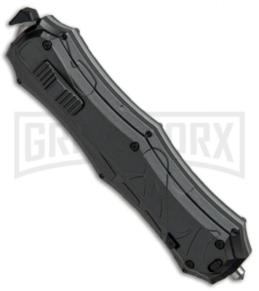 Smith & Wesson Spring Assisted Finger Actuator Tanto OTF Knife - Black Plain -AKC Knife Shop Smith Wesson OTF Assist Finger Actuator Tanto Black SWOTF9TB BHQ 67477 jr spine large