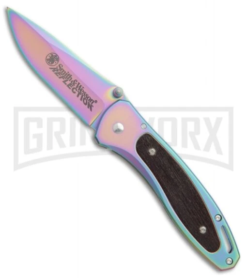 Smith & Wesson Rainbow Reflection Folding Knife - Spectrum Plain -AKC Knife Shop Smith Wesson Reflection rainbow spectrum BHQ 75354 er large