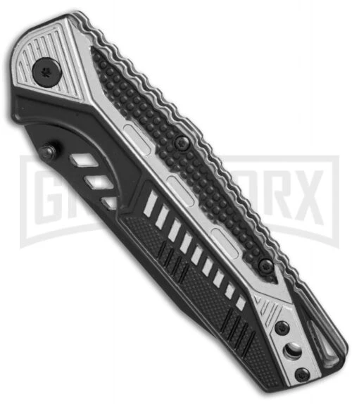 Smith & Wesson SW612S Gray/Black Folding Knife - Black Serr Tanto -AKC Knife Shop Smith Wesson tanto gray black black serr SW612S BHQ 67514 er spine large