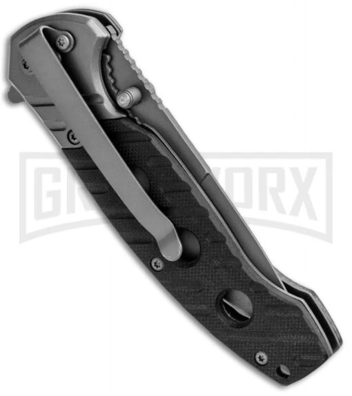 Smith & Wesson Black G-10 Clip Folding Knife - Gray Ti Plain -AKC Knife Shop Smith and Wesson Clip LL Black G 10 Gray 1100062 BHQ 93644 jr side large