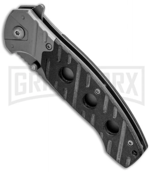 Smith & Wesson Black G-10 Clip Folding Knife - Gray Ti Plain -AKC Knife Shop Smith and Wesson Clip LL Black G 10 Gray 1100062 BHQ 93644 jr spine large