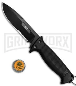 M&P Grip Swap Black Fixed Blade Knife - Black Serr -AKC Knife Shop Smith and Wesson Gripswap Small Large 1085886 BHQ 81341 jr bottlecap large