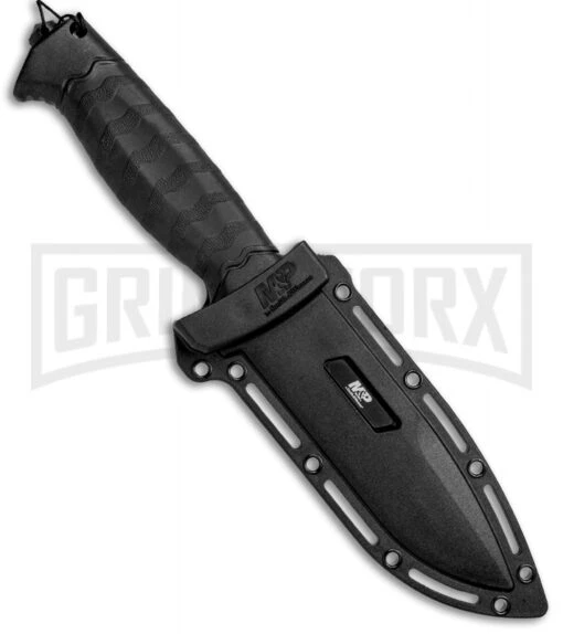 M&P Grip Swap Black Fixed Blade Knife - Black Serr -AKC Knife Shop Smith and Wesson Gripswap Small Large 1085886 BHQ 81341 jr sheath large