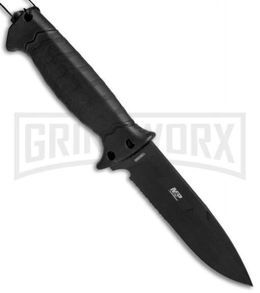 M&P Grip Swap Black Fixed Blade Knife - Black Serr -AKC Knife Shop Smith and Wesson Gripswap Small Large 1085886 BHQ 81341 jr spine large