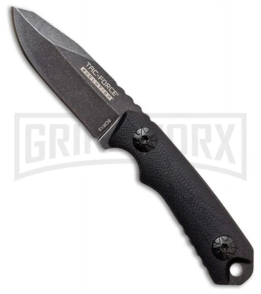 Tac-Force Modern Evolution Black G-10 Fixed Blade Knife - Black Stonewash Plain -AKC Knife Shop Tac Force Modern Evolution Black G10 black SW plain BHQ 77104 er large