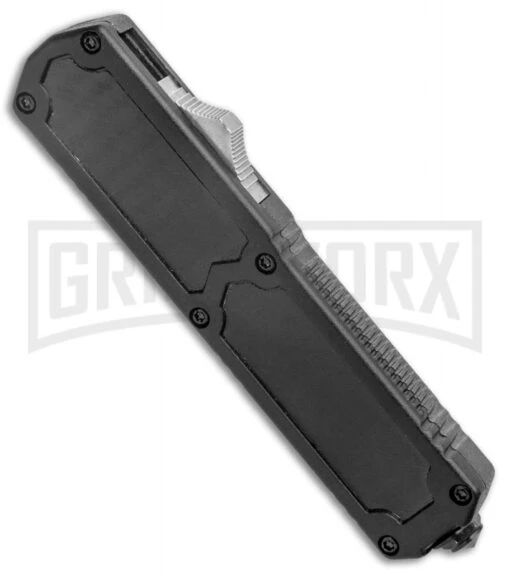 Titan D/A OTF Automatic Knife Black Carbon Fiber - Dagger Satin Serr -AKC Knife Shop Titan Black CF DA Auto Dagger Satin Serr GX 37621 jr spine large