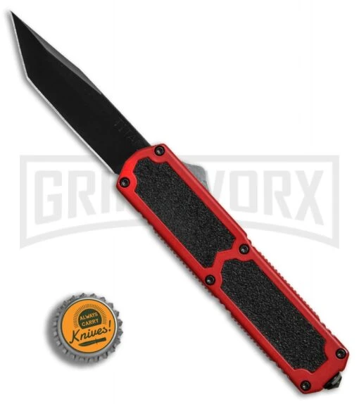 Titan Red D/A OTF Automatic Knife - Tanto Black Plain -AKC Knife Shop Titan Red DA Tanto black plain BP 25698 er bottlecap large