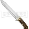 Uncle Henry Bowie Delring Stag Fixed Blade - Bowie Satin Plain -AKC Knife Shop Uncle Henry Large Bowie Delrin Stag SCH181UH BHQ 61898 jr large