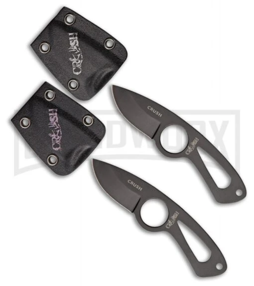 Utica His And Her Crush Black Fixed Blade Knife Set Of 2 - Black Plain -AKC Knife Shop Utica His and Her Crush Black Set of 2 Black Plain BHQ 64349 er large