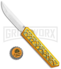 Vespa Knives Dark Star OTF Orange W/Gold Titanium Inlays - Satin Plain M390 -AKC Knife Shop Vespa Knives Dark Star OTF Orange Gold Ti Inlays M390 GX 36169 jr bottlecap large