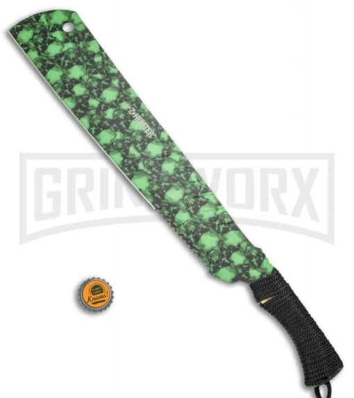 Z-Hunter 18" Green Skull Camo Machete Fixed Blade - Green Serr -AKC Knife Shop Z Hunter 18in Green Skull Camo Machette Green Serr ZB 157SC BP 19892 jr bottlecap large