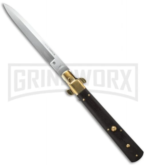 AGA Campolin 13" Italian Frosolone Ebony Wood Automatic Knife - Bayonet -AKC Knife Shop aga 13in ebony pick single brass boist cm large