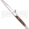 A.G.A. Campolin 12" Stag Horn Sicilian Ring Pull Automatic Knife - Bayonet -AKC Knife Shop aga campolin sicilian ring pull stag large